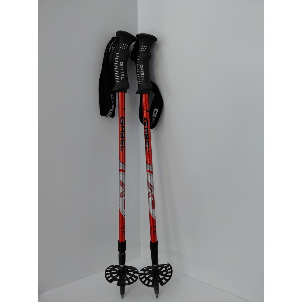 Gabel Italian Design Telescoping Ski Poles‎ Red Silver Adjustable 66-142cm Pair